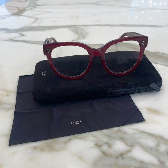 ⭐️Celine Translucent Red Frames Glasses—Frame Only—GORGEOUS!! Italy—Like New! - Picture 3 of 10